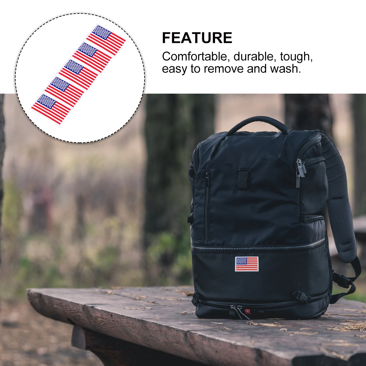 

5Pcs American Flag Patch Embroidered Sticker Custom Cloth Bag Durable Outdoor Activities Washable Removal