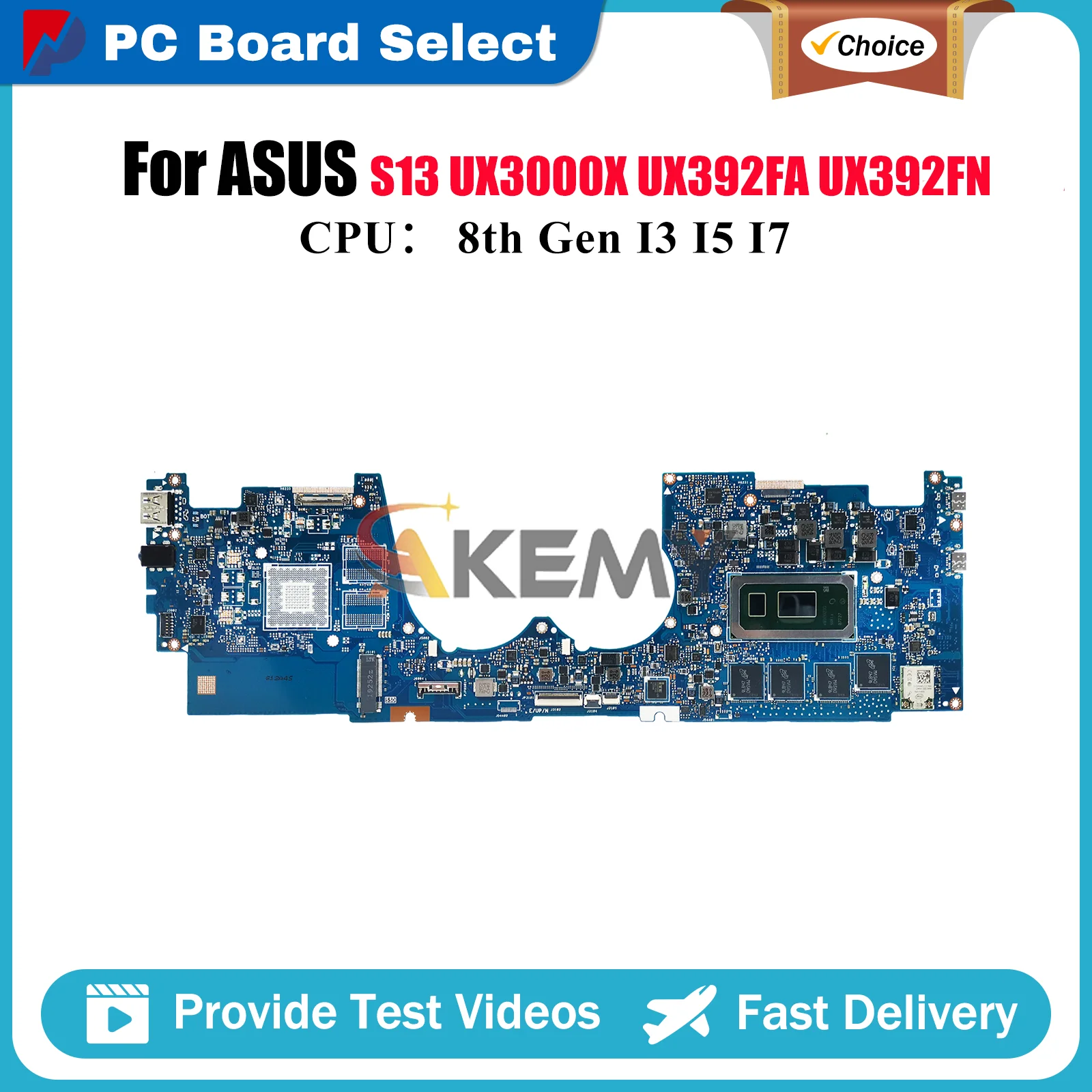 

UX392FA Материнская плата для ноутбука ASUS ZenBook UX392FA UX392FN UX392F S13 UX3000X Материнская плата с процессором I3 I5 I7 100% тест ОК быстрая доставка