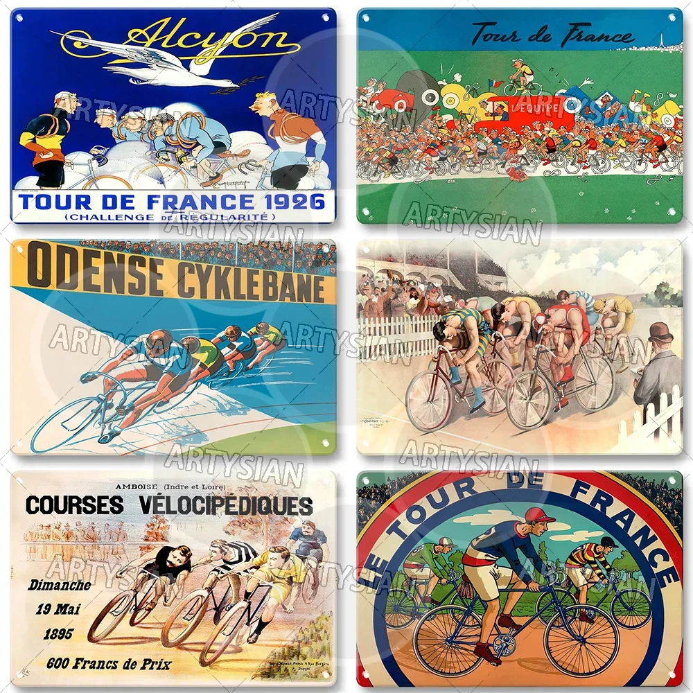 Tour de France Metal Sign Cycle Bicycle Racing Plaque Course de la Paix Championnat du monde Tour of Peace Vel’ d’Hiv Alcyon