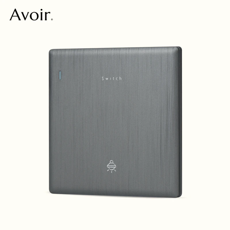 Avoir Gray Brushed UK Standard 13A Wall Socket Dual Usb Type-C Charging Light Switches Cat6 Universal Socket With Switch Control