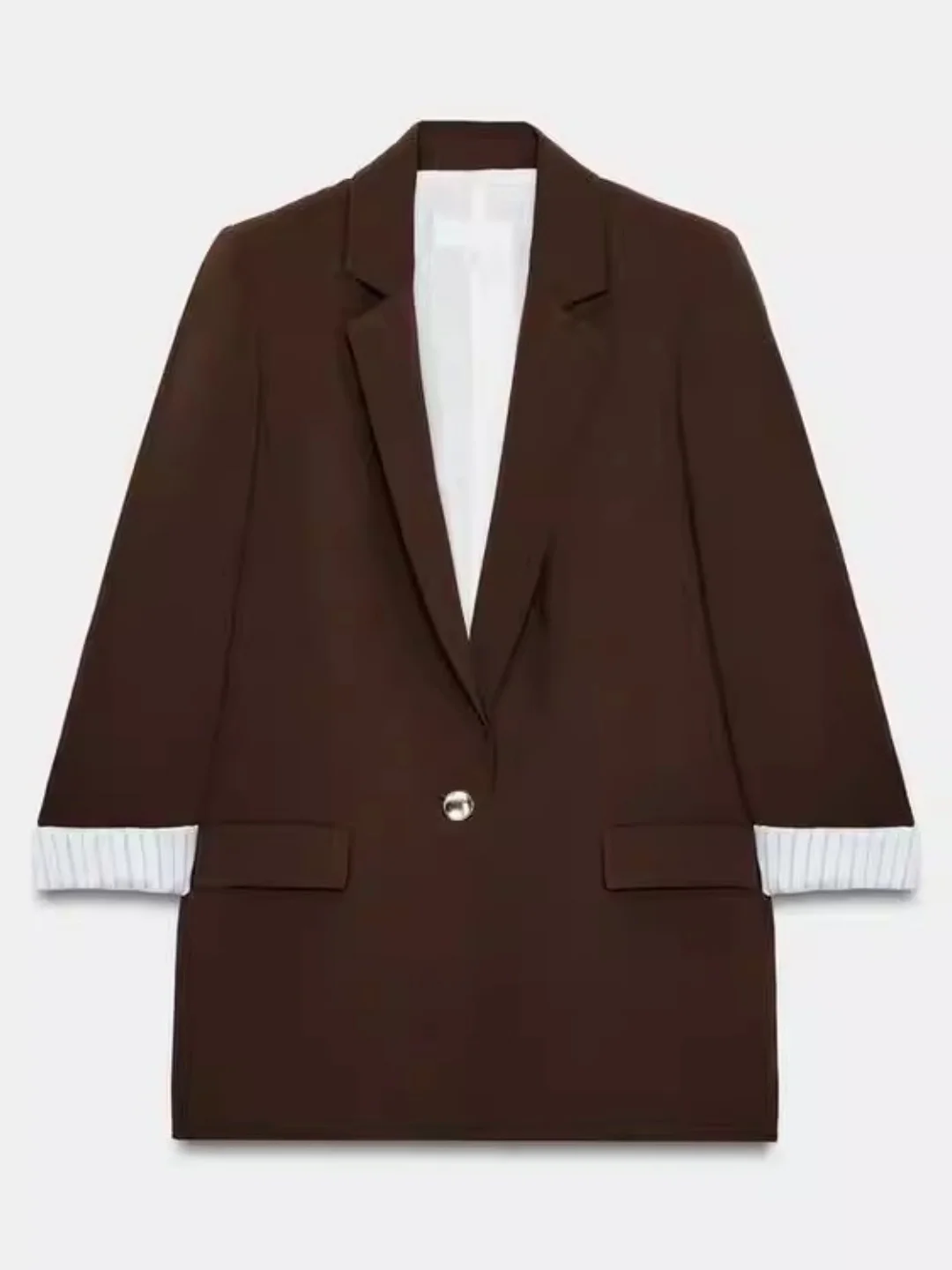 

Spring Summer 2026 Commute Style Loose Fit Printed Cuff Sleeve Collar Suit Jacket Women's Casual Breathable Polyester Fiber