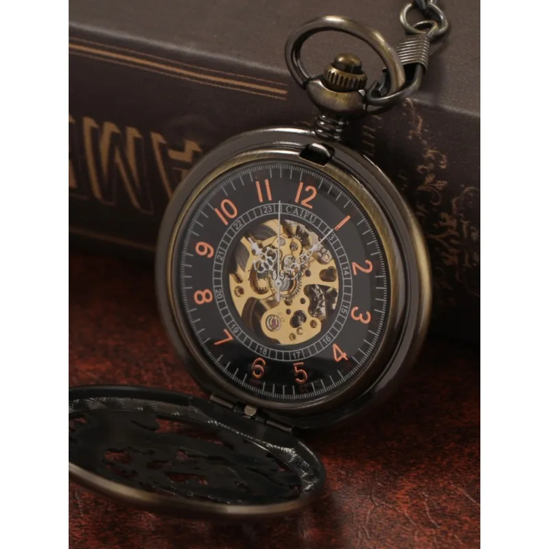 全自動機械式懐中時計レトロフリップノスタルジックなメンズとレディースのネックレスウォッチペンダントウォッチメタルケース