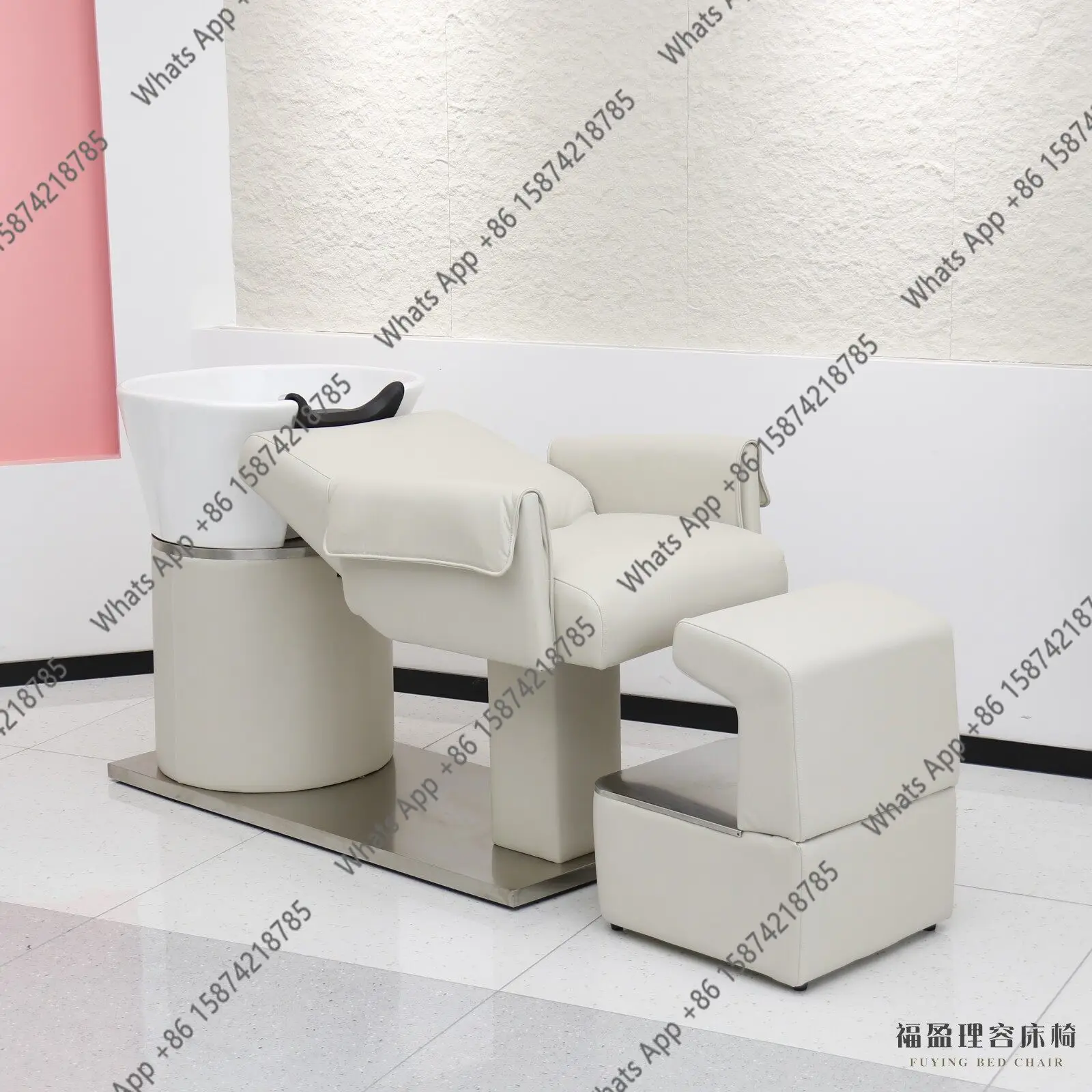 The new barbershop semi-lying flush bed hair salon special hairdresser shampoo bed is simple and short