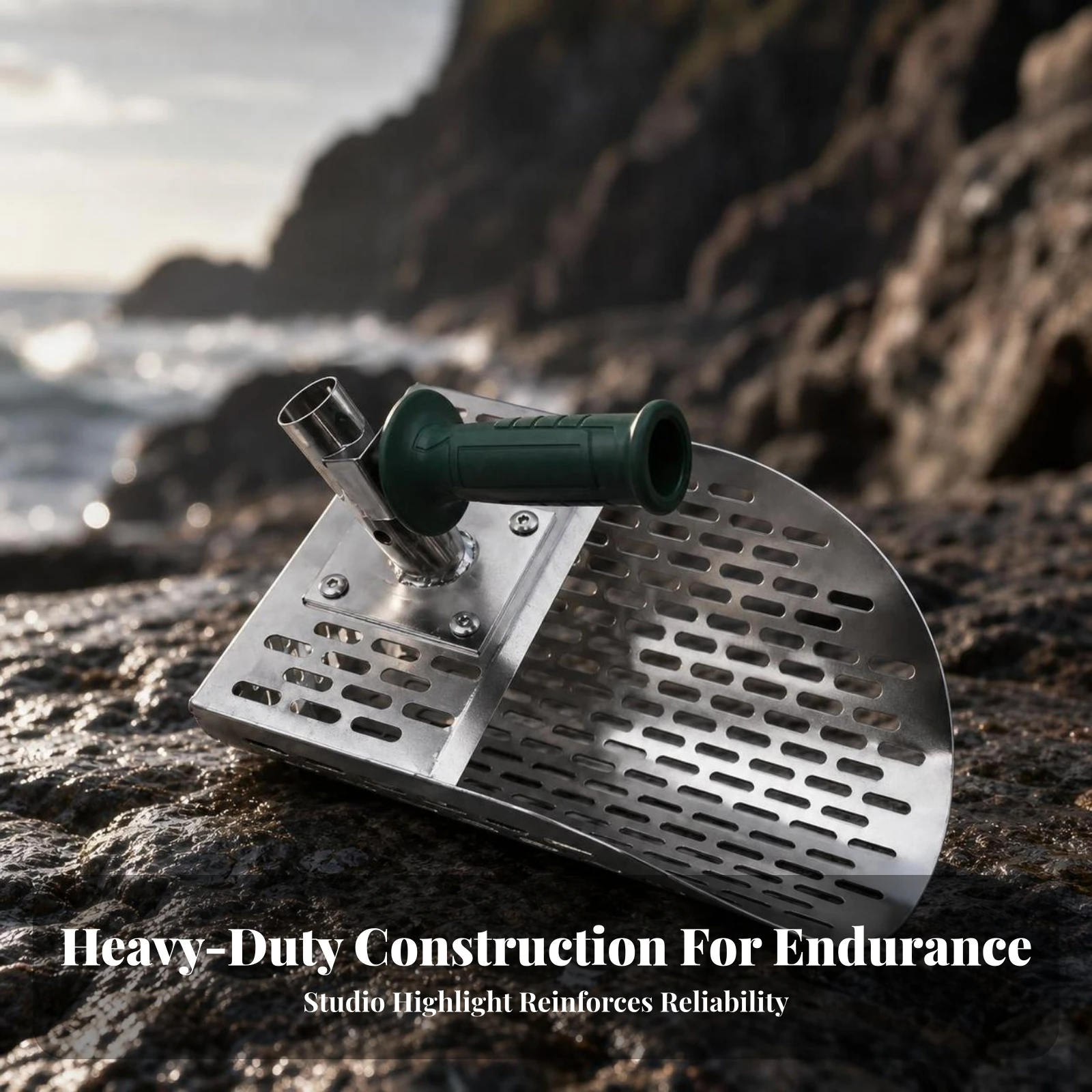 Sand Shovel Head Rust-Resistant Shovel Head with Holes Perforated Sand Scoop Heavy-Duty Sifter Scoop Heavy-Duty for Beachcombers