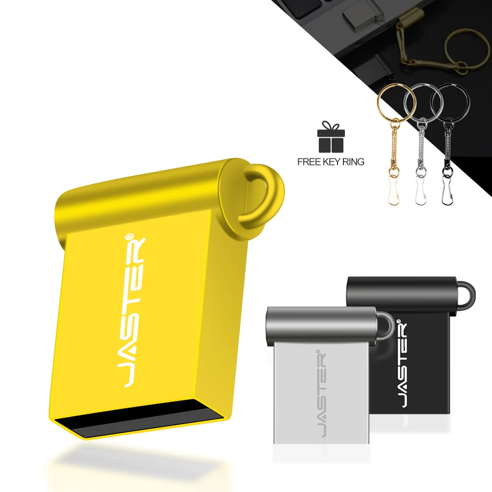 USB3.0 Super Mini Metal USB 3.0 Flash Drive 128GB Free Key Chain Memory Stick Golden Pen Drive 64GB Pendrive USB Stick 3.0 32GB