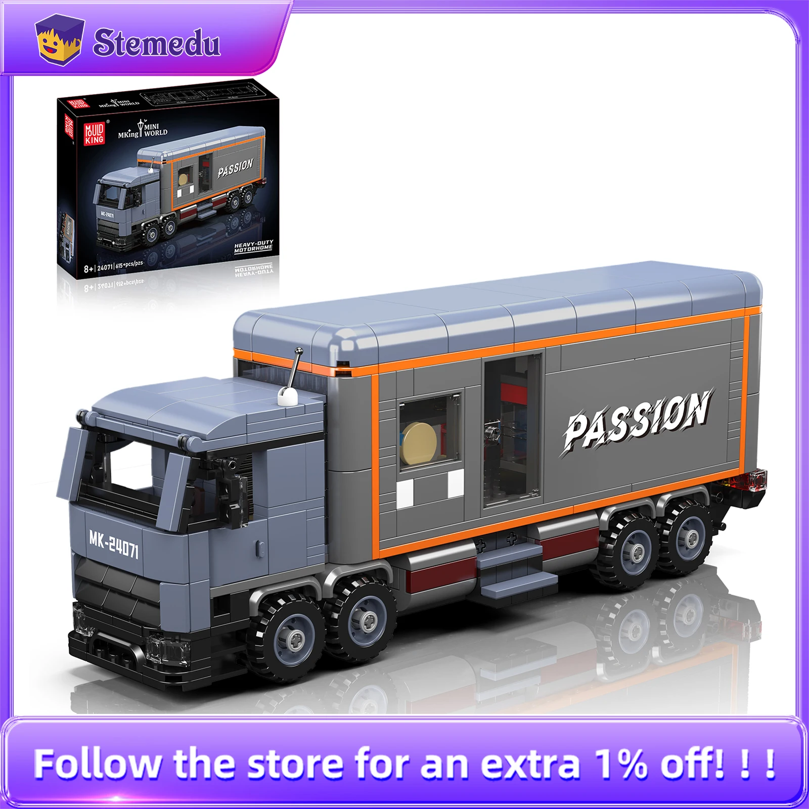 قالب الملك 615 قطعة 24071 شاحنة RV نموذج اللبنات مجموعة سلسلة عالمية صغيرة لتقوم بها بنفسك الطوب نموذج إبداعي لعب للأطفال هدايا