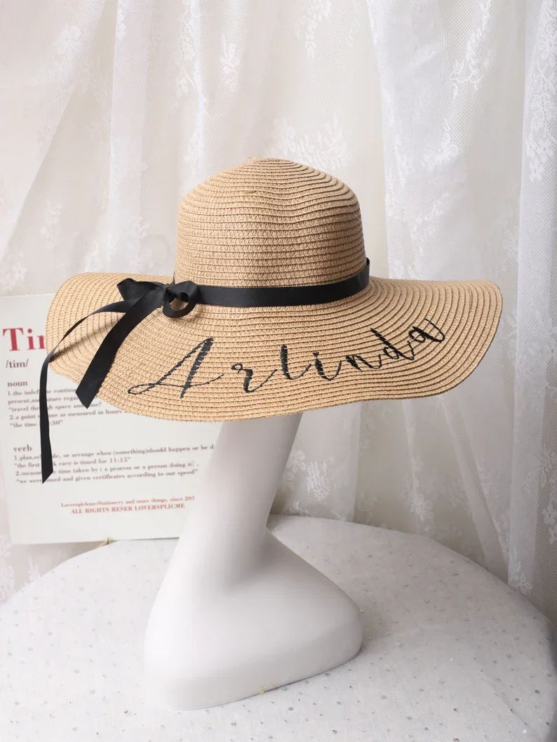 Personalized Bride Sun Hat Customized Beach Hat Floppy Beach Hats Customized Bride Hats Personalized Beach Hat Mrs. Beach Hat