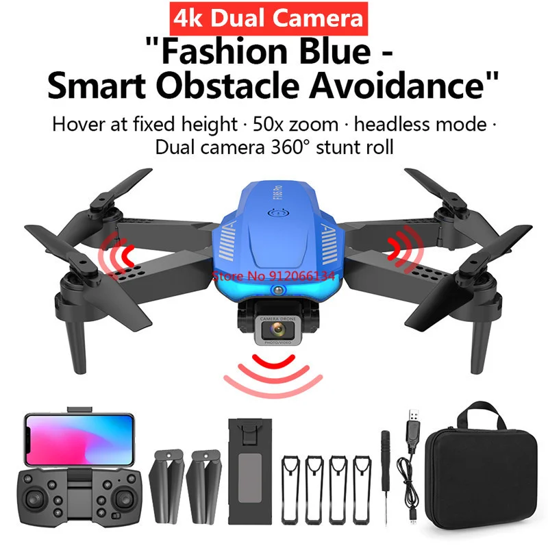 4K HD Camera WiFi FPV Altitude Hold RC Quadcopter 2.4G Smart Obstacle Avoidance Altitude Hold Headless Mode Remote Control Drone