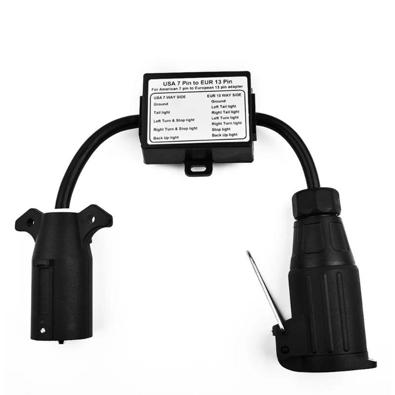 7 Pin to 13 Pin Adapter Converter Weather Resistant for Safe Trailer & Vehicle Connection Ensuring Stable Light Signals