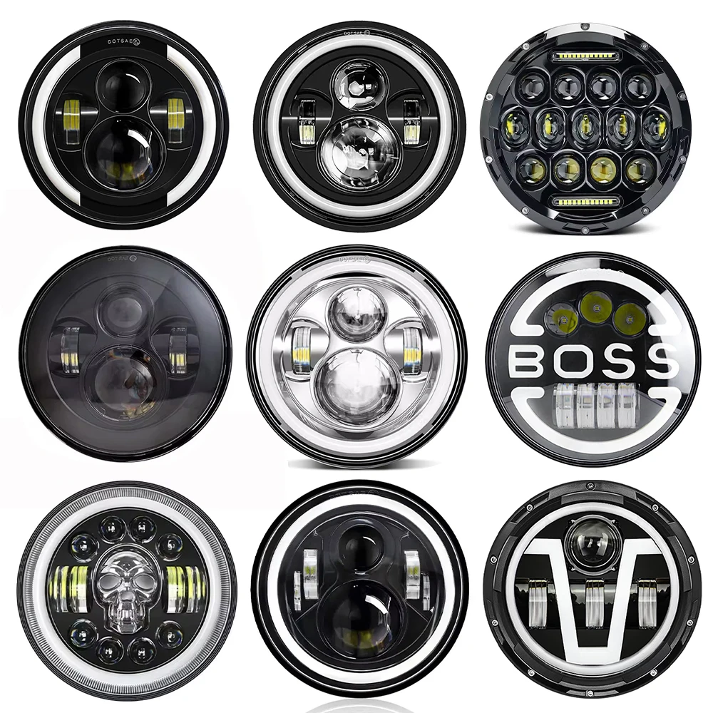 

7 Inch Motorcycle LED Headlight Hi/Low Beam DRL Turn Signal 7" Round Headlamp JK Lada Niva 4x4 Loaf UAZ Ural Hunter Hummer 1PC