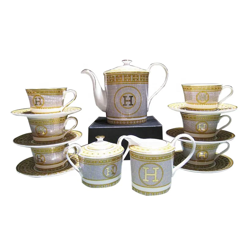 Wholesale Ceramic Tea Set Modern Fine China 15s Tea Set Custom Design Gifts Royal Afternoon Coffee Cup And Saucer