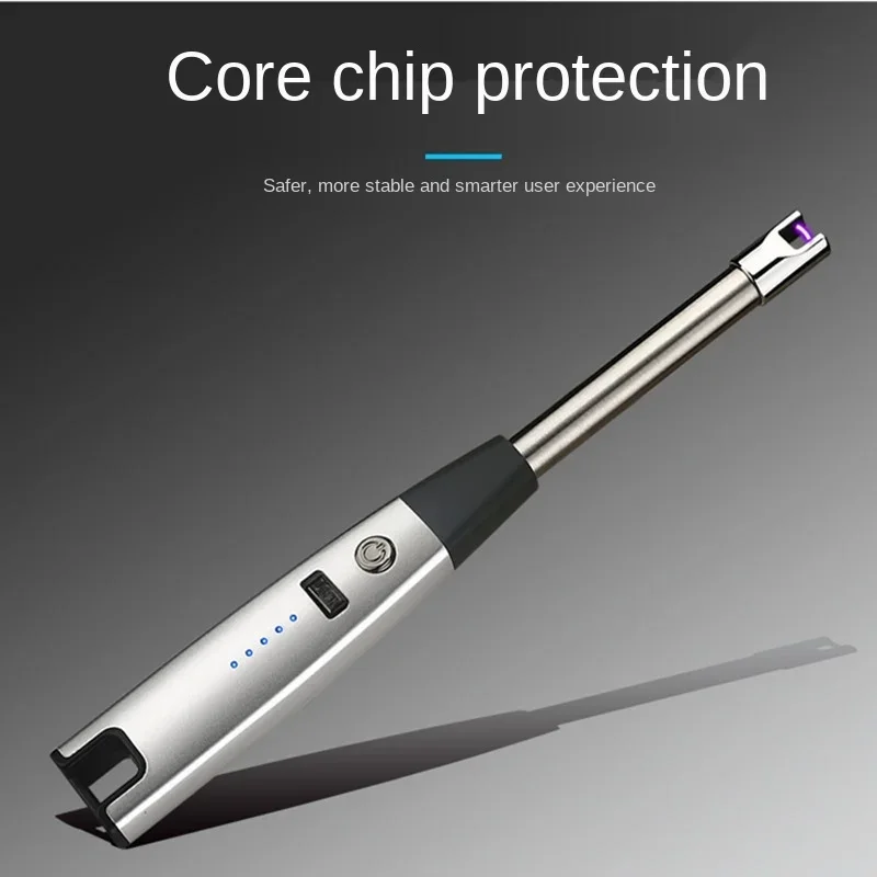 Windproof Rechargeable Arc Lighter Metal Plasma Arc Outdoor Camping Gas Stove, Aromatherapy Candle Long Handle Lighter