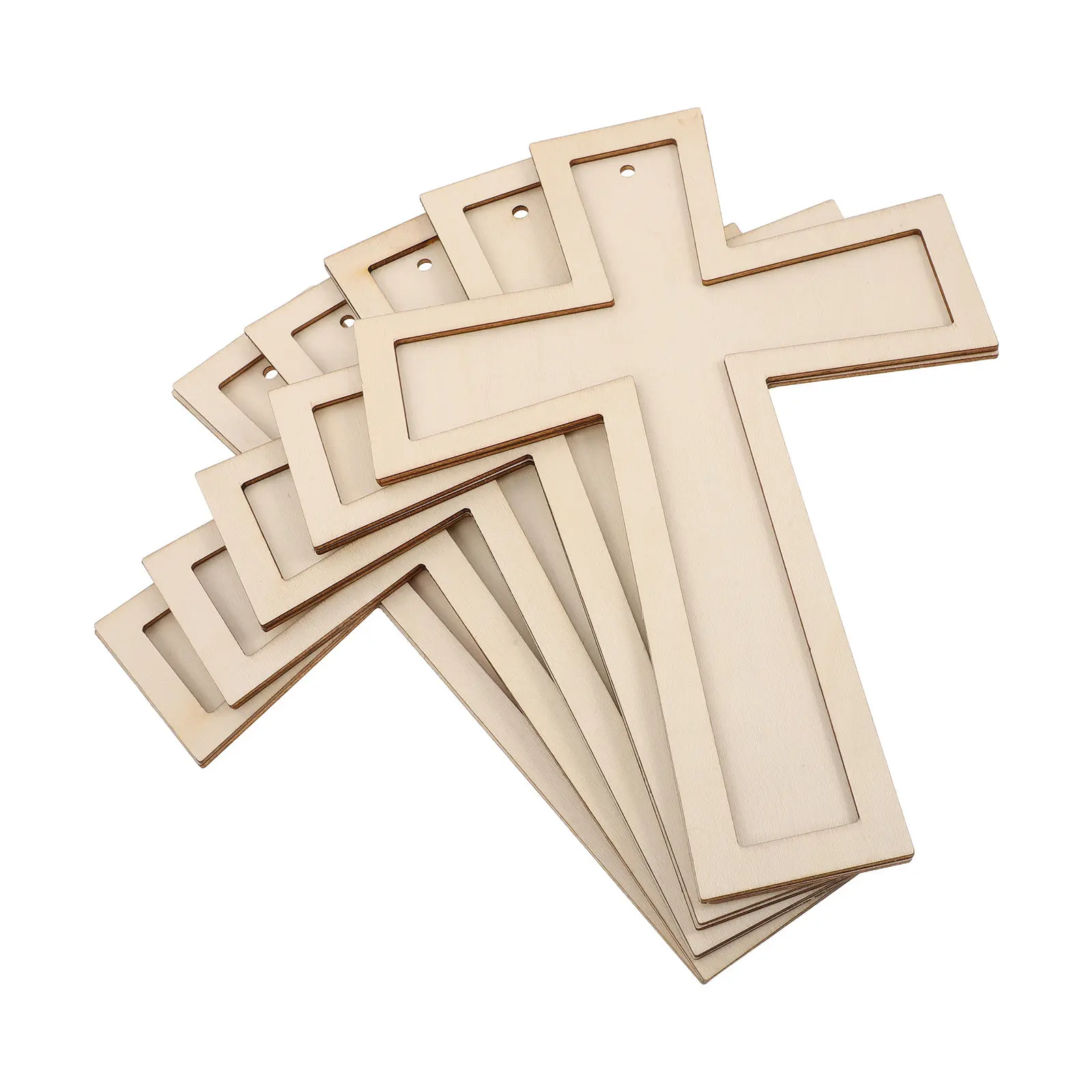 5Pcs Wooden Cross Decorations Unfinished Wood Cross Cutouts Baptism Centerpiece DIY Crafts Easter Hanging Ornaments Rustic