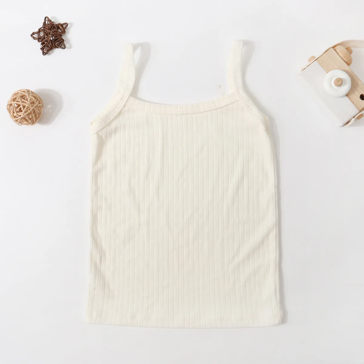 Camiseta sin mangas con tirantes finos para niñas, top básico informal sin mangas para niños pequeños, camisola sencilla de color caramelo para bebés