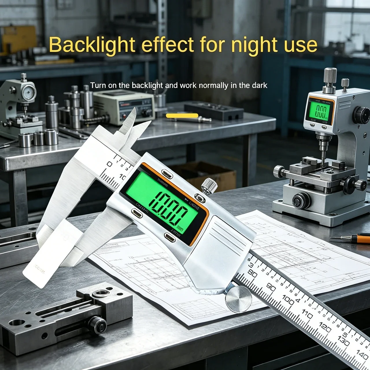Backlit Industrial Grade Stainless Steel Digital Caliper - 0-150mm High-Precision Electronic Vernier Gauge for DIY & Workshop