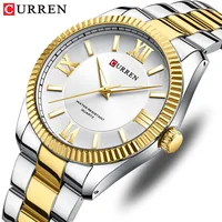 Relojes CURREN 8453 de cuarzo para hombre, reloj de pulsera blanco Simple y elegante a la moda con correa de acero inoxidable para regalo masculino