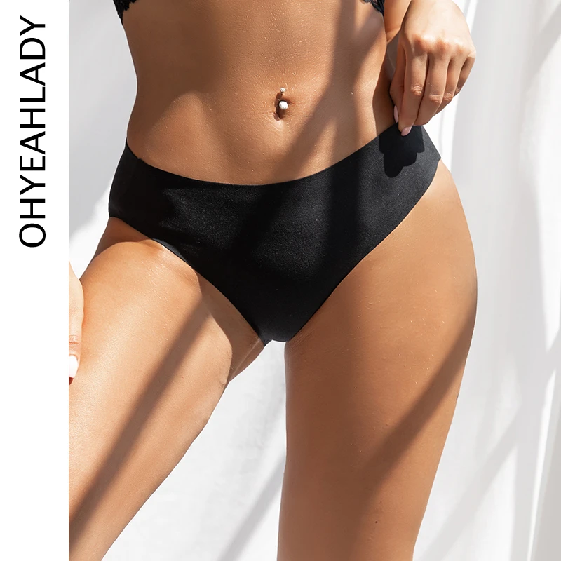 

Ohyeahlady Women's Solid Black Underwear Comfortable Seamless Panties Elegant Elastic High Quality Hot Large Size Briefs Knicker