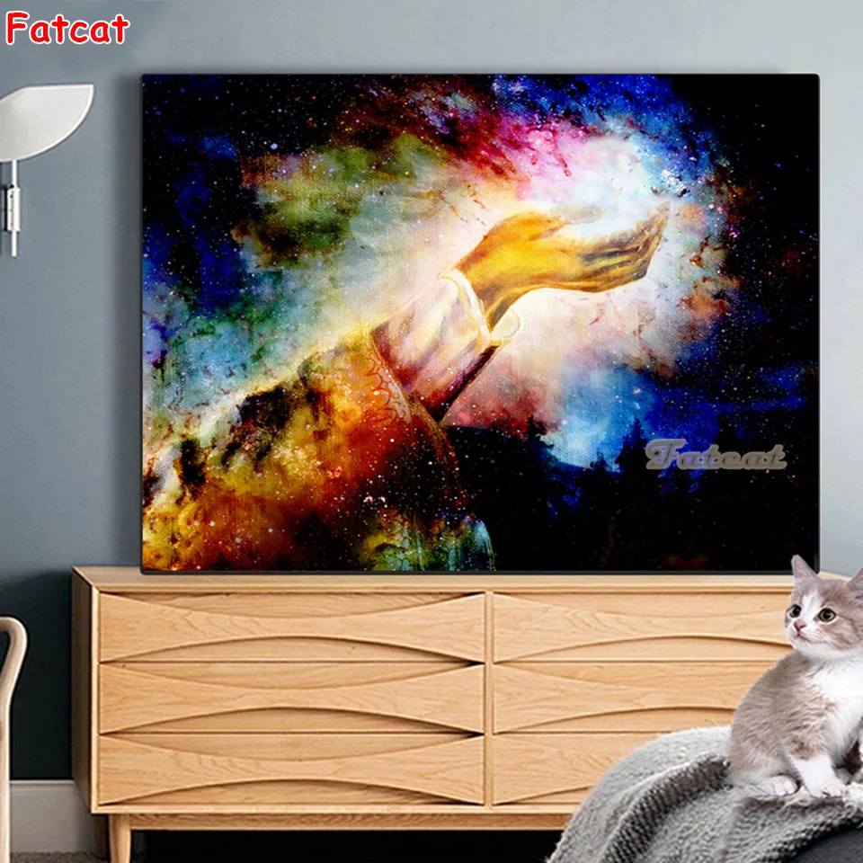 Diamond Embroidery Abstract Religious God Hand Galaxy 5D DIY Diamond Painting Diamond Mosaic needlework living room decor PP3744