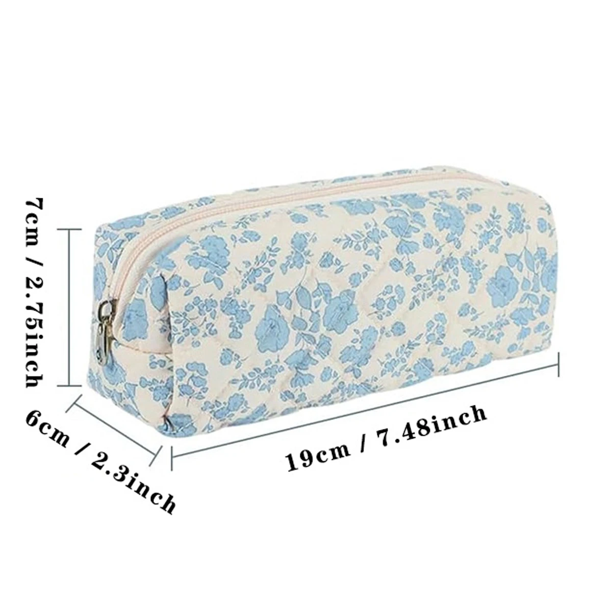 YANZAI 1 Pcs Cosmetic bag storage bag(9.84x7x2.75inch) Cotton Quilted Makeup Bag Set, Floral Cotton Cosmetic Bag for Women Girls