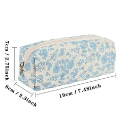 YANZAI 1 Pcs Cosmetic bag storage bag（9.84x7x2.75inch） Cotton Quilted Makeup Bag Set, Floral Cotton Cosmetic Bag for Women Girls