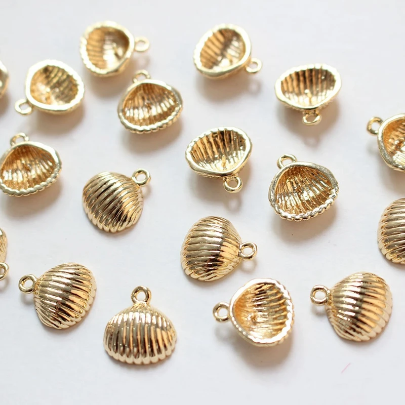 4PCS 18K Real Gold Plated Brass Ocean Series Starfish Seahorse Shell Jewelry DIY Findings Bracelet Material Accessories