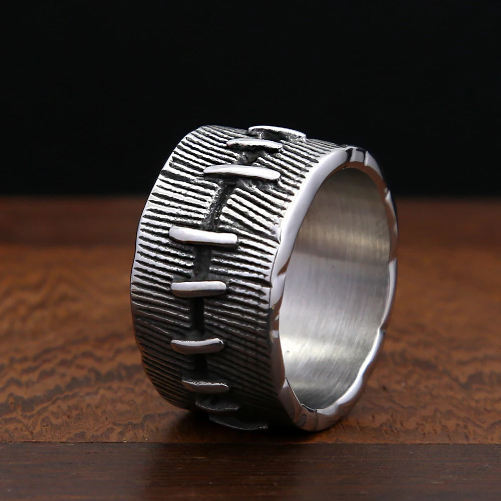 Vintage Suture Gothic Rings For Men Stainless Steel Punk Biker Ring Unique Fashion Rock Amulet Jewelry Gifts Dropshipping