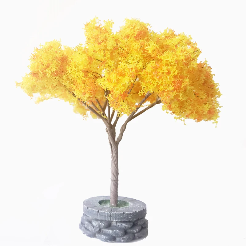 Árbol de flores de cerezo de simulación a escala, árbol de alambre estilo japonés con base, diseño de tren, decoración de casa de muñecas, 12cm