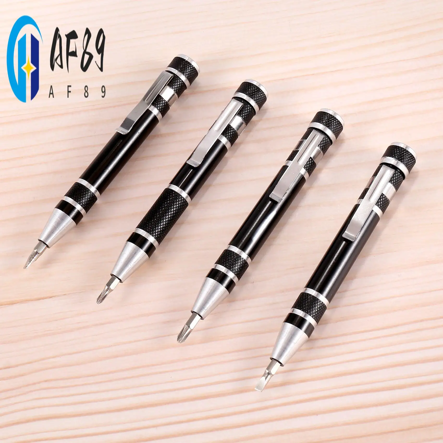 

AF89-4 Pcs Pen Screwdriver Handy Tool 8 In 1 Magnetic Pocket Screwdriver Multi-Function Mini Gadgets Repair Tools (Black)