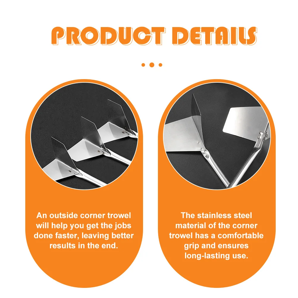 

10Pcs Stainless Outside Corner Trowel Ergonomic Grip Wall Repair Scraper Masonry Puttying Trowel Concrete Finishing