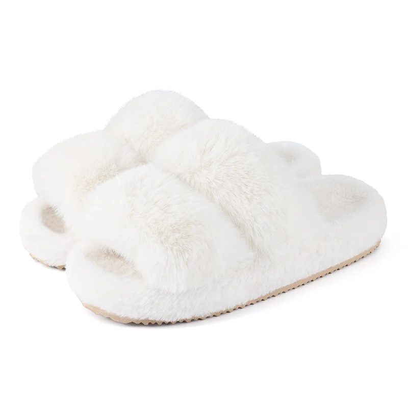 Bebealy Women's Fluffy Indoor Slippers Winter Shoes Women Fuzzy Slippers Indoor Bedroom House Shoes Soft Antiskid Lady Slippers