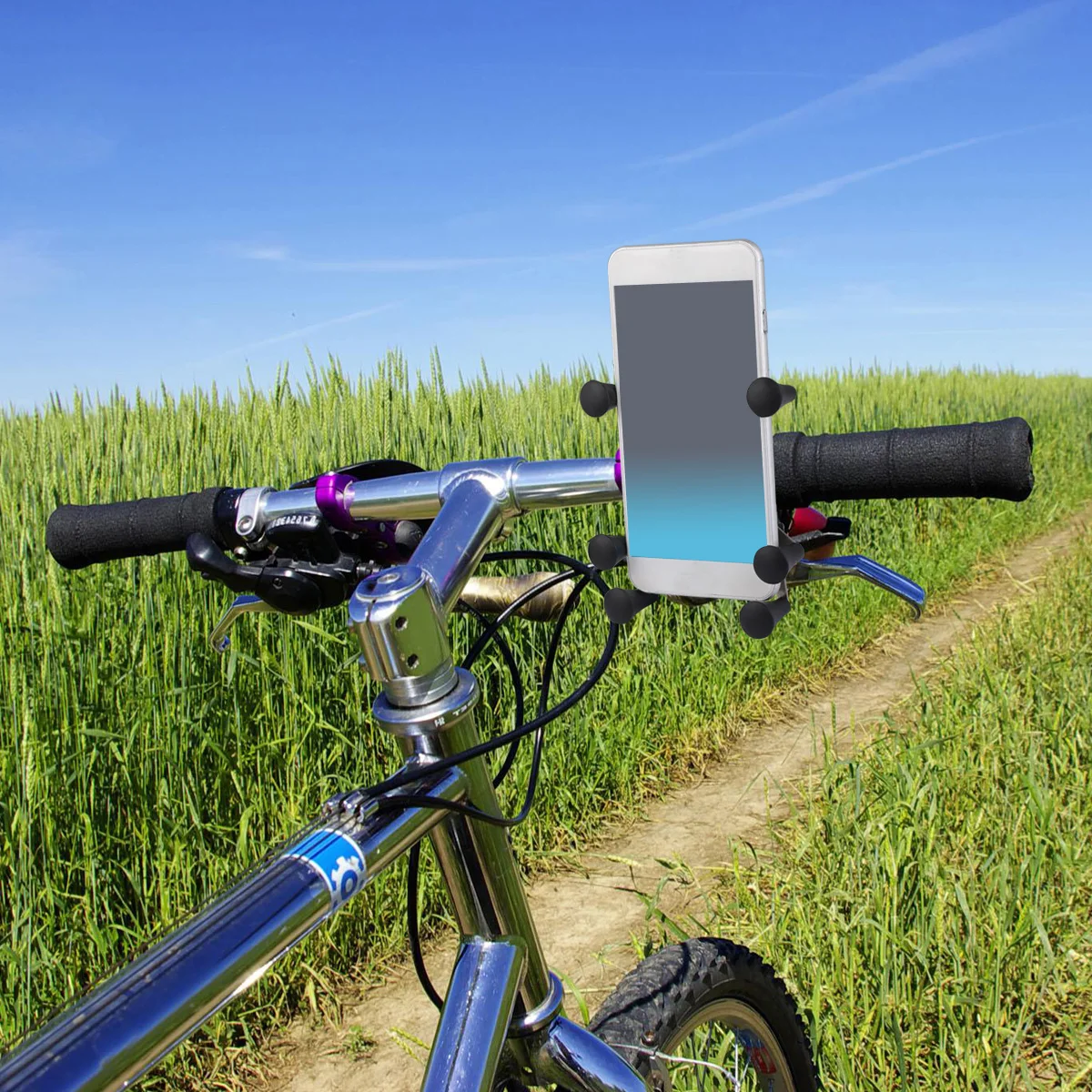 

1Pcs Mobile Phone Stand Anti-Theft Hand Grip Bracket 6 Claw Motorbike Handle Mount Sturdy Fix Claw Design Black Mirror Base