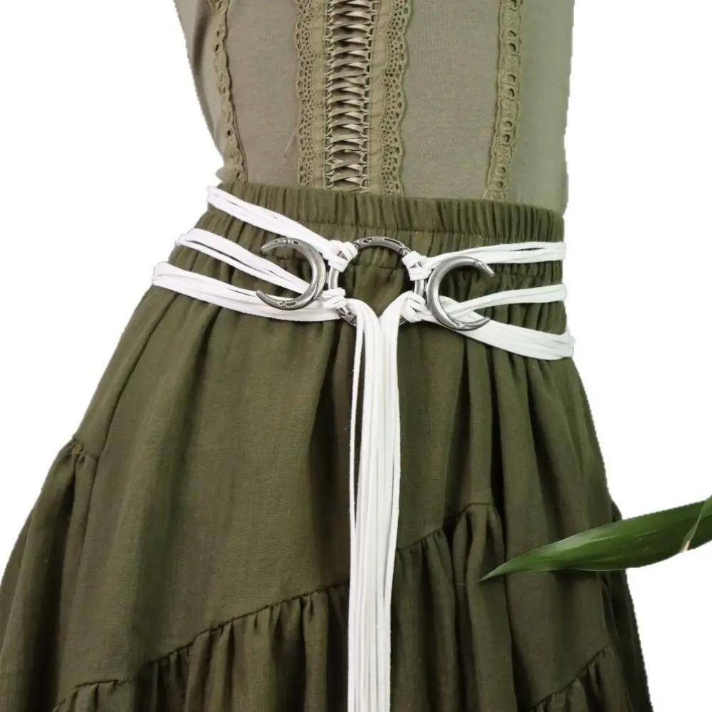 

Fashion PU Leather, Metal Tassel Long Rope Waistband Medieval Style Decoration Rope Ring Knotted Belt Witch Waist Belt Cosplay