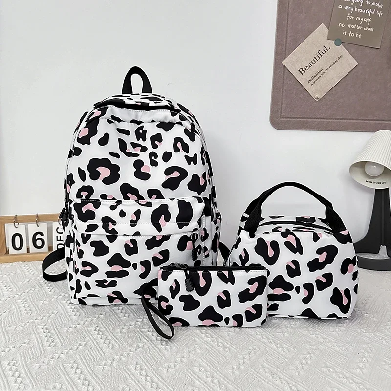 Fashion School Backpack for Young Women Cow Dot Print Small Travel Viral Backpack Youth School Backpack Waterproof School Bag