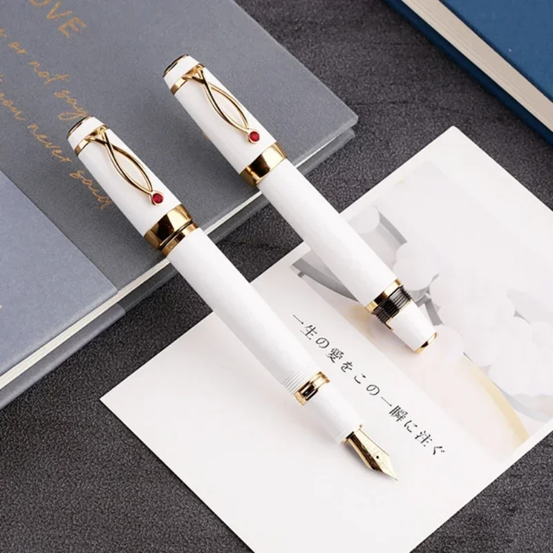 Majohn X1 Resin Retractable Fountain Pen White / Black Ink Pen Iridium 0.38mm Nib Short Writing Gift Office Business Stationery