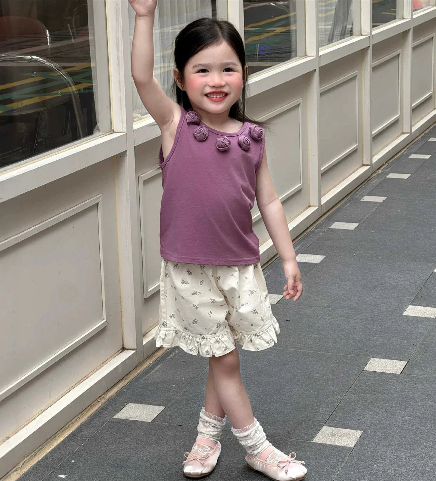 Girls Small Fragrant Style Vest Purple Three-dimensional Flower Sleeveless Vest for Girls 2026 Summer New