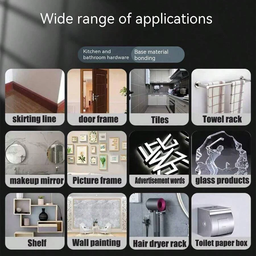 กาวติดแน่นแบบไม่ต้องใช้ตะปู - กาวติดแน่นสำหรับผนัง โลหะ กระจก กระเบื้อง กันน้ำ ไม่ต้องเจาะ ซ่อมแซมบ้าน