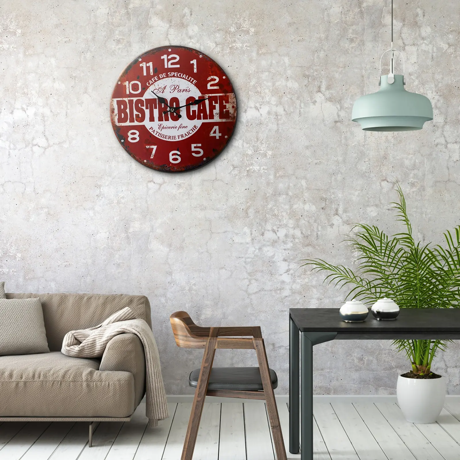 1Pcs Rustic Wall Clock Creative Retro Wooden Household Hanging Clock Clear Time Scale Silent Non-Ticking Wall Decor for Living