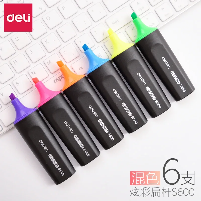 

6PCS S600 Highlighter Eye-catching Color Marker Pen Highlighter Pen Fluorescent Markers