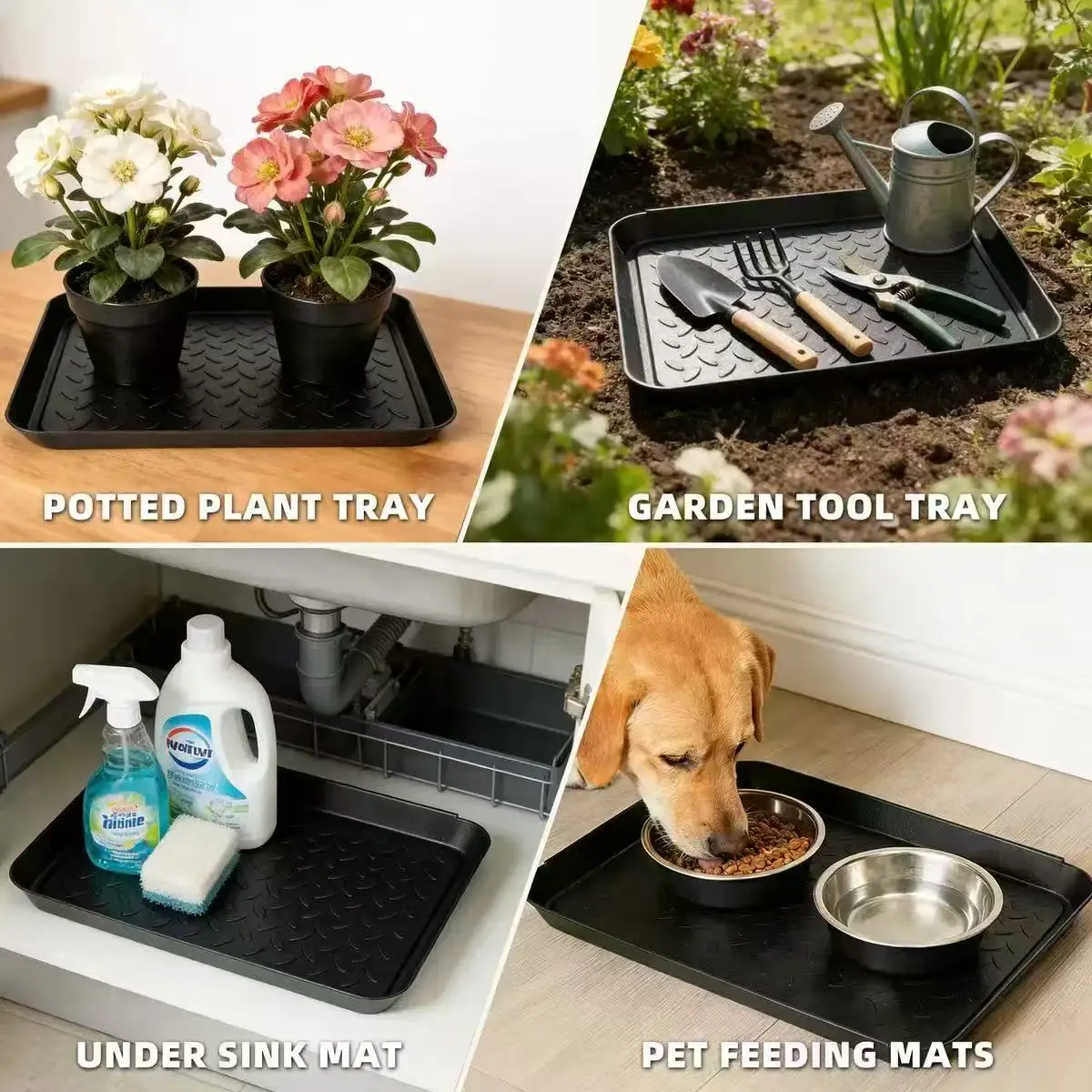 Kit 3 Peças: Bandeja Multiuso para Botas e Vasos de Jardim, Proteção de Chão para Plantas Internas e Externas