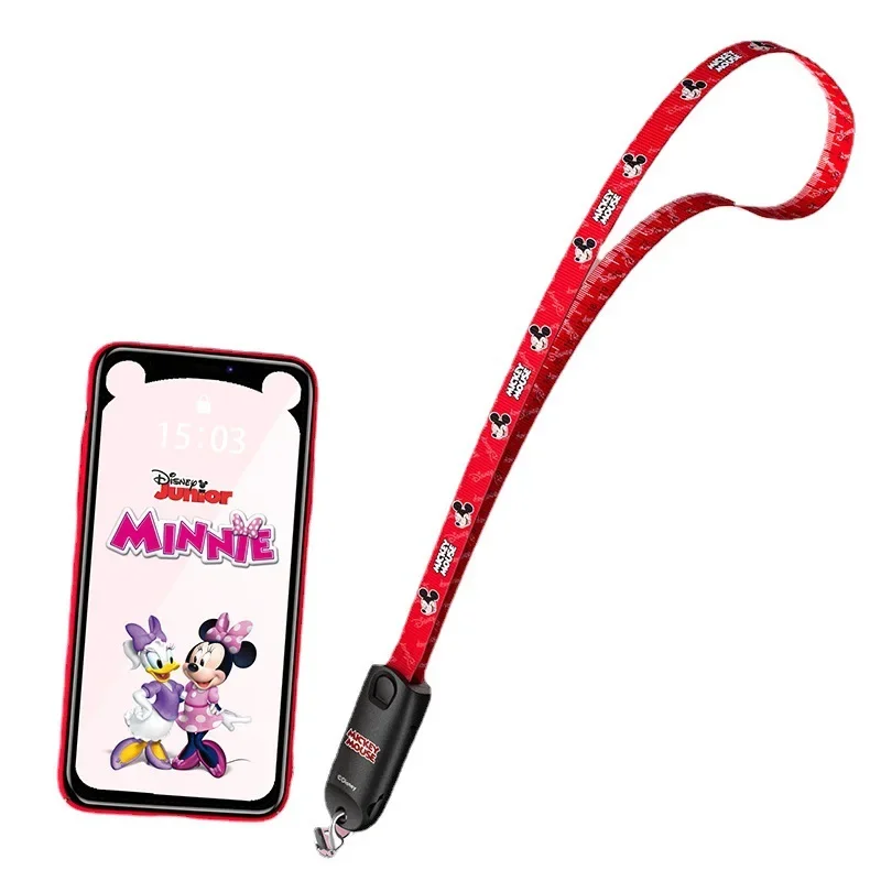 Disney Mickey Lanyard Data Cable Fast Charging Three-in-one Cartoon IPhone Mobile Phone Charging Cable USB Transmission Cable