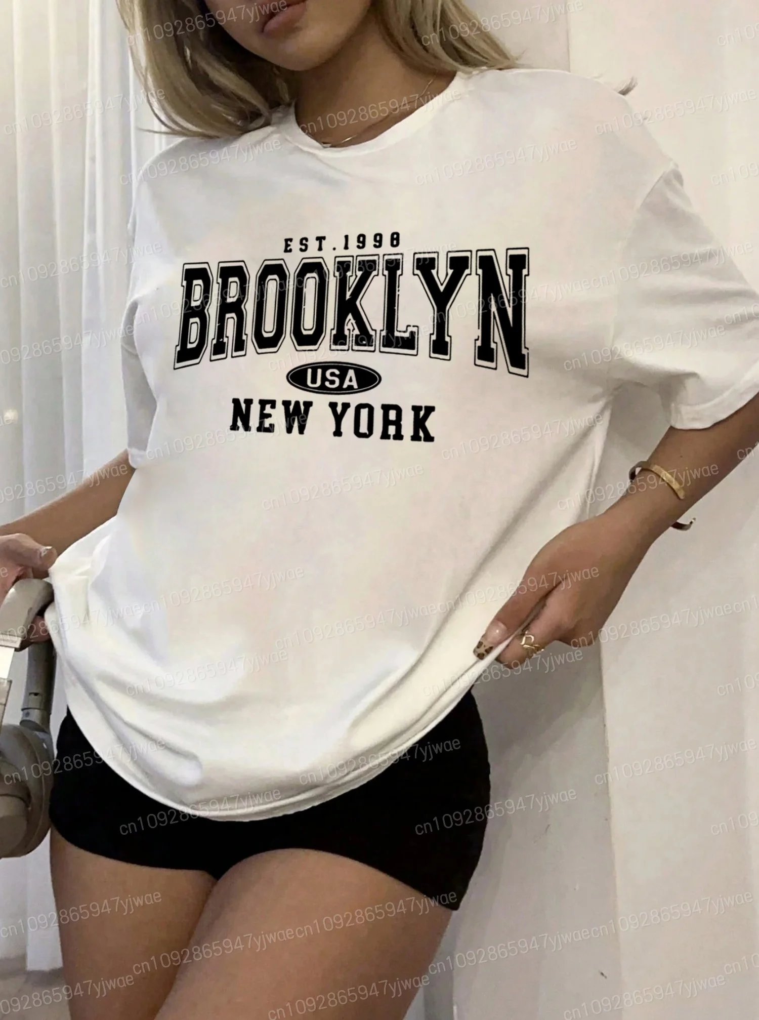 2025 Vrouwen BROOKLYN NEW YORK Print O-hals Korte Mouw T-Shirt Zomer Tee Baseball Jerseys Streep plus size vrouwen Sport T-Shirt