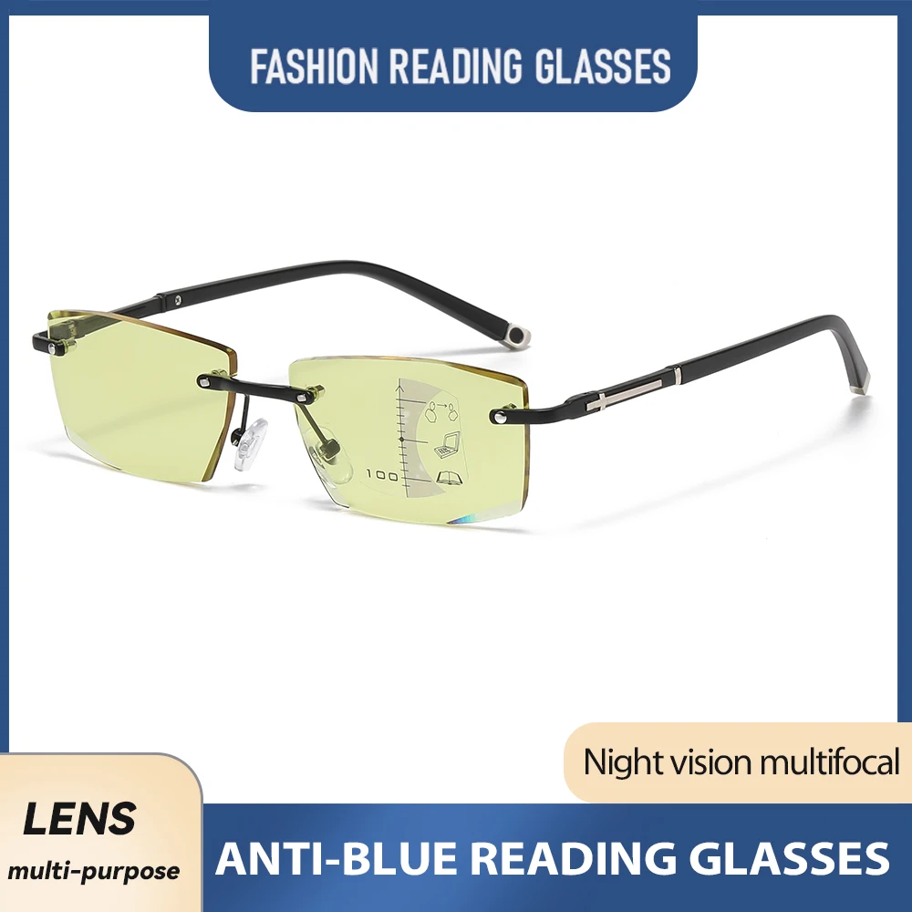+1,0 ~ +4,0 Multi-Fokus-Lesebrille, multifunktionale Brille für Erwachsene, große Distanz-Business-Nachtsichtbrille mit doppeltem Verwendungszweck