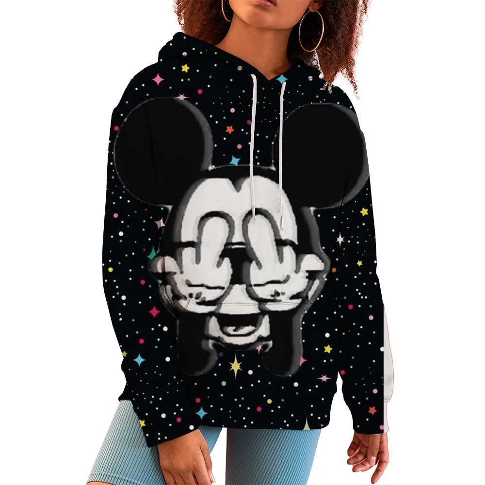 Disney-Moletons masculinos e femininos Minnie Mickey Mouse, streetwear casual de hip-hop, moletons de mangas compridas, tops men