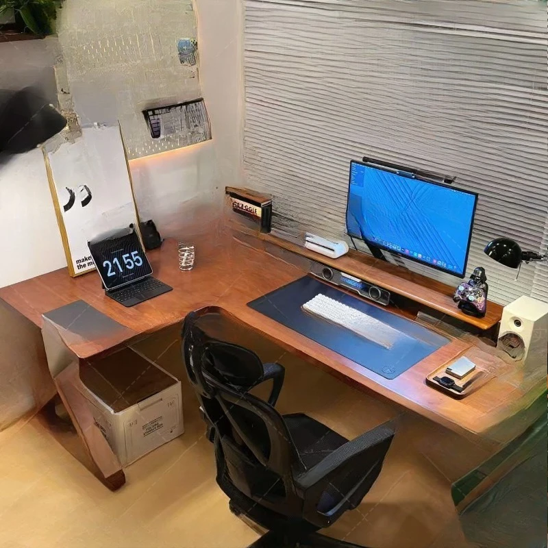 Corner table Solid wood computer table Bedroom household L-shaped e-sports