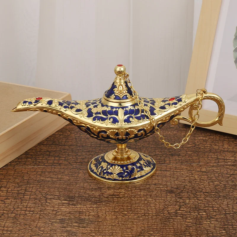 Vintage Aladdin Magic Lamp Creative Ornament Wishing Magic Lamp Metal Home Crafts Decoration