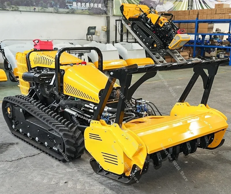Diesel High-power Pioneer Lawn Mower, Garden and Mountain Land Clearing, Four-stroke Remote-control Track-type Weeding Machine