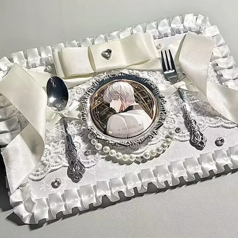 Vintage Golden Silver Dinner Plate  Dinner Plate Goods Display Frame Cosplay Ita Bag Accessories Insert Board Badge Backpack
