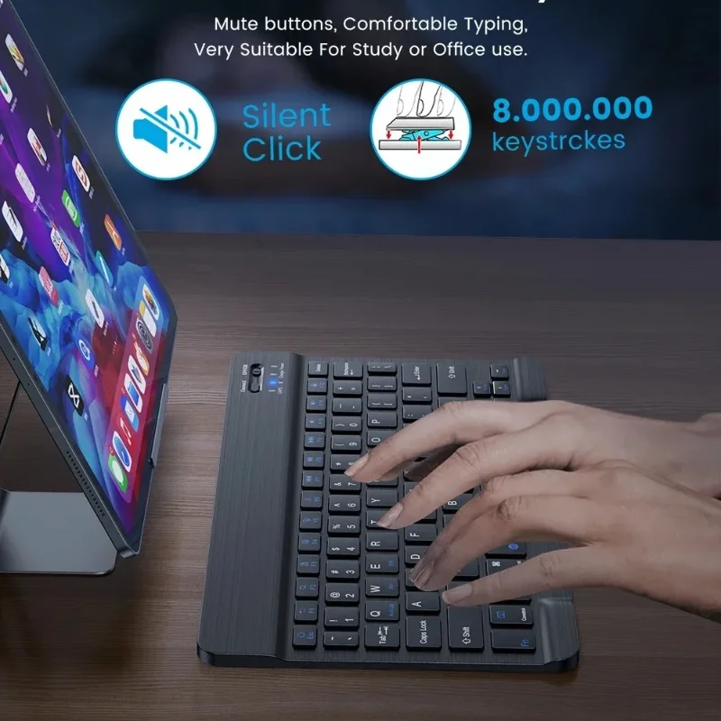 Juego de teclado silencioso externo, teclado inalámbrico Compatible con Bluetooth recargable, alta calidad para computadoras, teléfonos móviles y tabletas