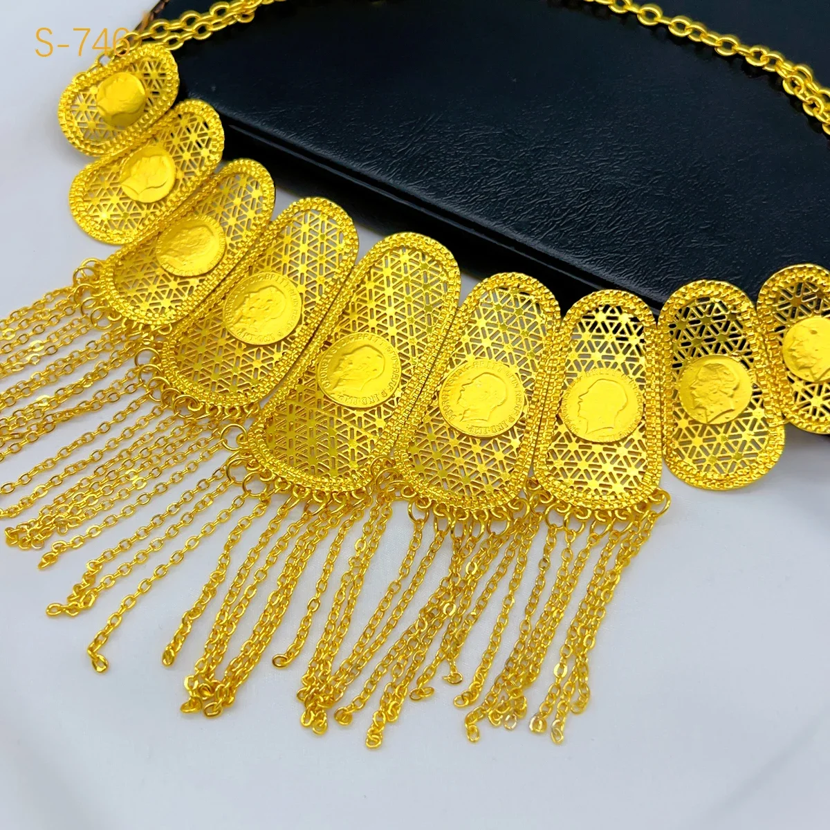 ANIID Ethiopian 24k Gold Color Tassel Coin Charm Jewelry Sets for Women Indian Dubai African Necklace Set Arab Party Gifts