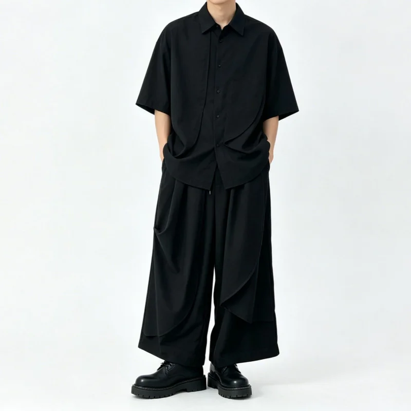 Men'S Casual Pants New Style Dark Irregular Skirt-Pants Unisex Loose Pants Trendy Wide-Leg Pants 26529